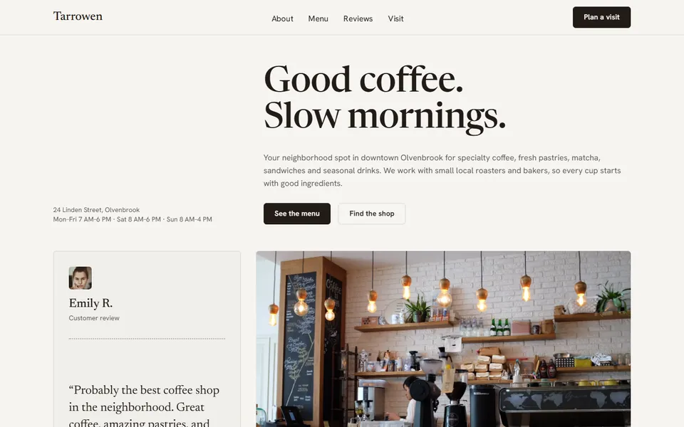 Coffee shop website made with 8B