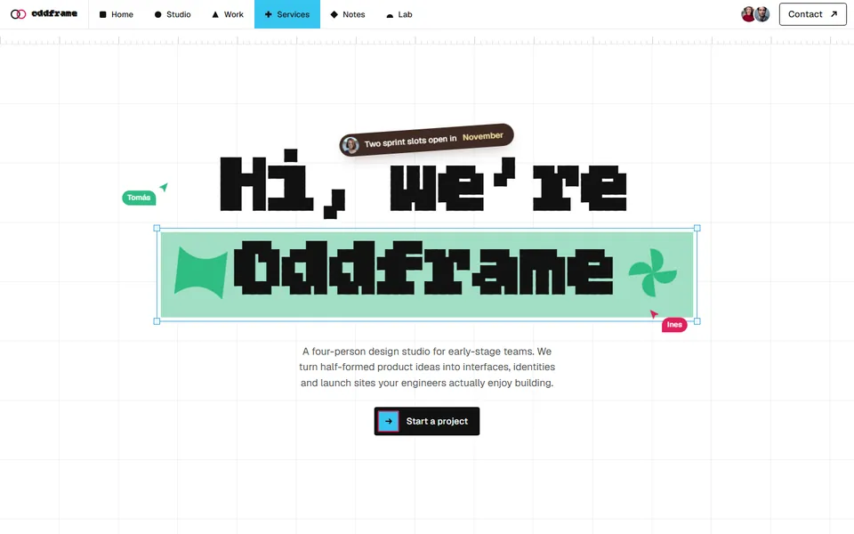 Design studio website made with 8B