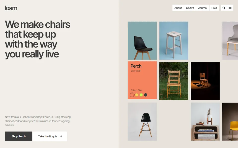 Furniture brand website made with 8B
