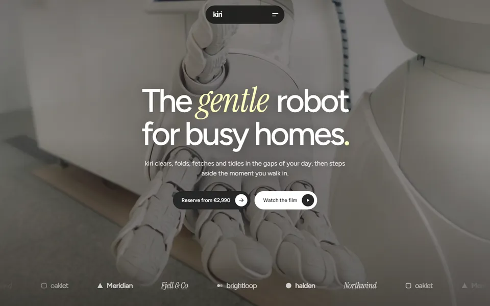 Home robot product website made with 8B