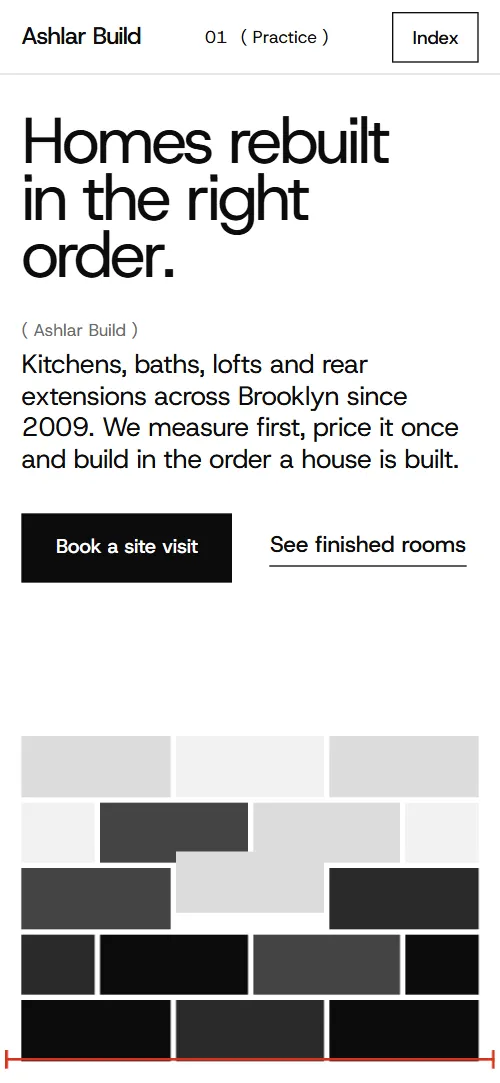 Ashlar Build template: first screen on a phone