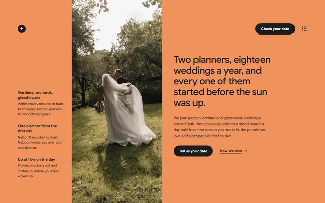 Wedding planner: first screen