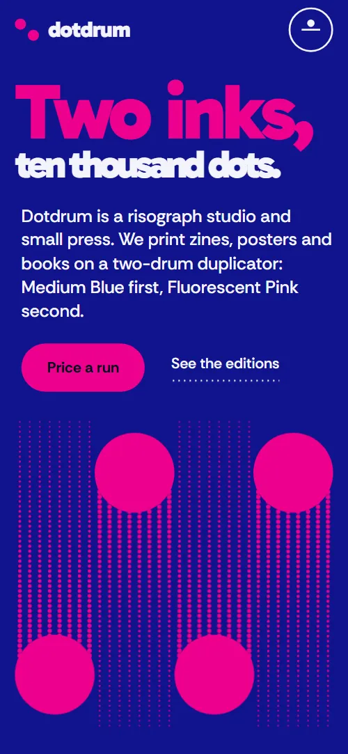Dotdrum template: first screen on a phone