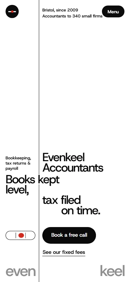 Evenkeel template: first screen on a phone