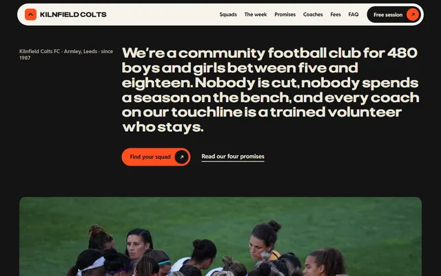 Football club: first screen
