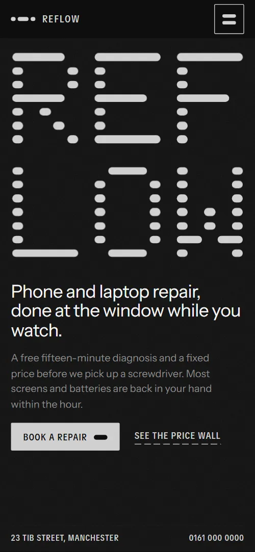 Reflow template: first screen on a phone