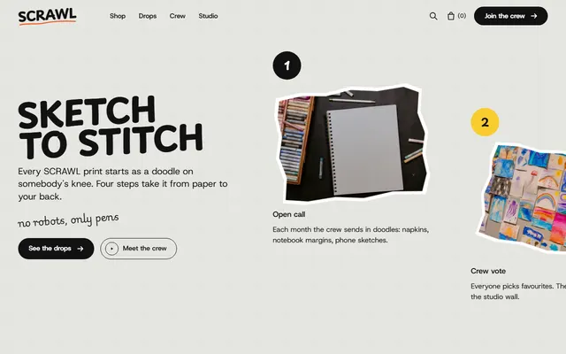 Streetwear brand: first screen