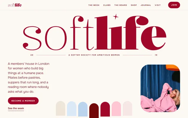 softlife, a free community website template: first screen
