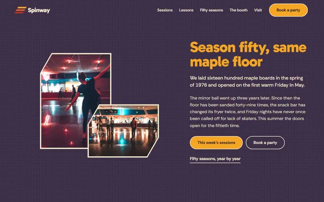 Roller rink: first screen