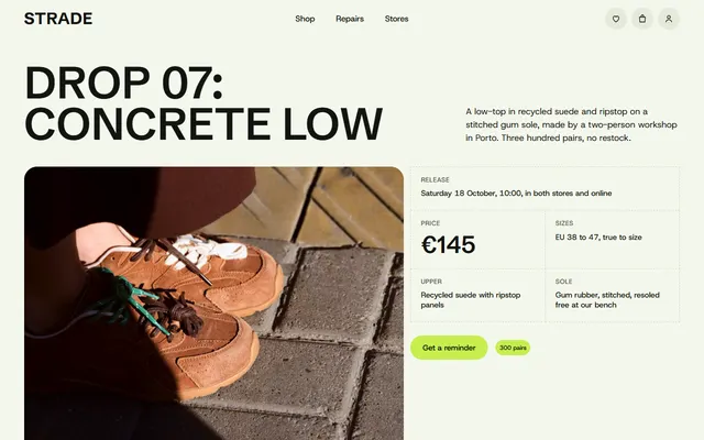 Sneaker store: first screen
